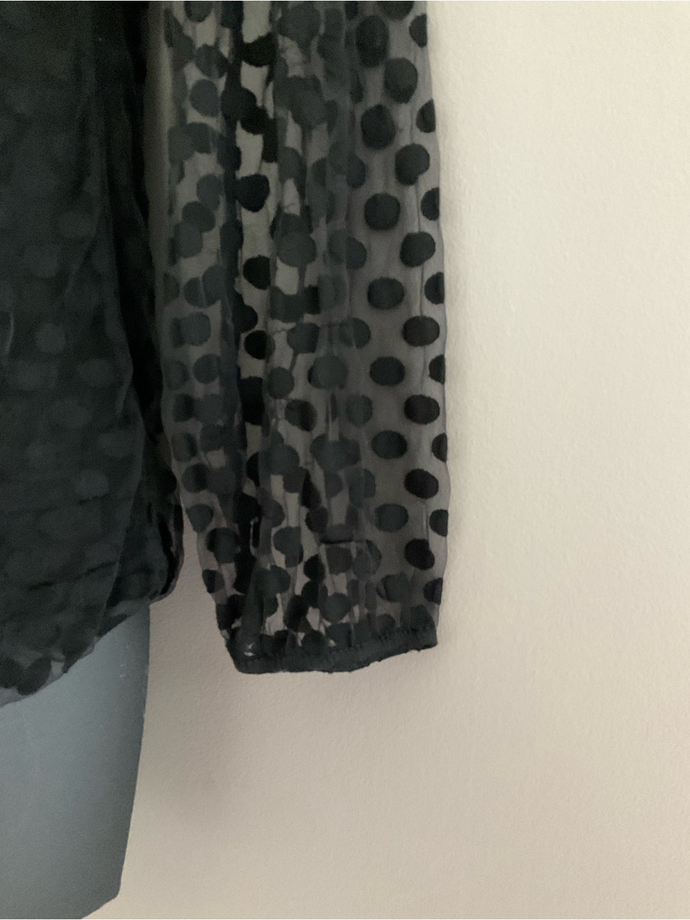 Elena Baldi, COMFY & STRETCHY, Black, Polka Dot Textured, Long-Sleeve Blouse - Picture 6 of 8
